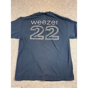 Vintage 90s Weezer Rock Music Graphic Shirt Mens Large Black Retro Streetwear